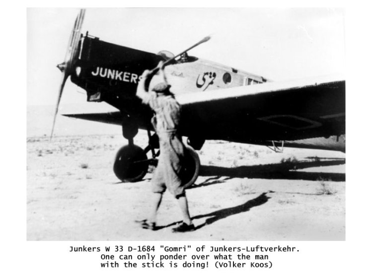 Junkers W 33 D-1684 Gomri of Junkers-Luftverkehr. One can only ponder over what the man with the stick is doing! (Volker Koos)