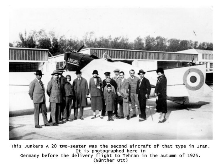 This Junkers A 20 two-seater was the second aircraft of that type in Iran. It is photographed here in Germany before the delivery flight to Tehran in the autumn of 1925. (Günther Ott)